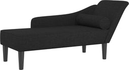 vidaXL - Chaise - longue - met - kussens - stof - zwart