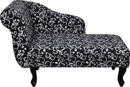 vidaXL - Chaise - longue - stof - zwart - en - wit