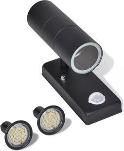 vidaXL Cilindervormige RVS LED wandlamp met bewegingssensor zwart