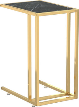 vidaXL - Computer - bijzettafel - 50x35x65 - cm - gehard - glas - zwartmarmerkleurig