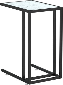 vidaXL - Computer - bijzettafel - 50x35x65 - cm - gehard - glas - witmarmerkleurig