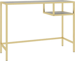 vidaXL - Computerbureau - 100x36x74 - cm - gehard - glas - zwartmarmerkleurig