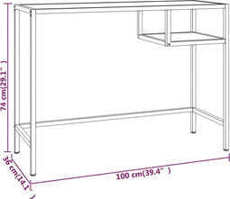 vidaXL - Computerbureau - 100x36x74 - cm - gehard - glas - transparant