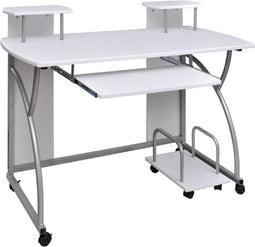 vidaXL - Computerbureau - 110x52x88,5 - cm - bewerkt - hout - wit