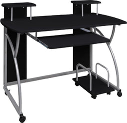 vidaXL - Computerbureau - 110x52x88,5 - cm - bewerkt - hout - zwart