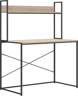 vidaXL - Computerbureau - 110x60x138 - cm - bewerkt - hout - zwart - en - eikenkleurig