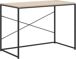 vidaXL - Computerbureau - 110x60x70 - cm - bewerkt - hout - zwart - en - eikenkleurig