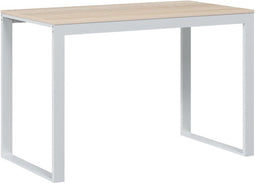 vidaXL - Computerbureau - 110x60x73 - cm - spaanplaat - wit - en - eikenkleurig