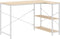 vidaXL - Computerbureau - 110x72x70 - cm - bewerkt - hout - wit - en - eikenkleurig