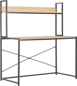 vidaXL - Computerbureau - 120x60x138 - cm - zwart - en - eikenkleurig