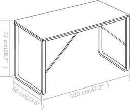 vidaXL - Computerbureau - 120x60x73 - cm - zwart - en - eikenkleurig