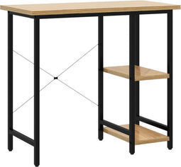 vidaXL - Computerbureau - 80x40x72 - cm - MDF - metaal - zwart - lichteikenkleurig