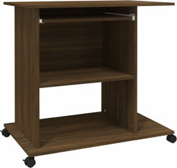 vidaXL - Computerbureau - 80x50x75 - cm - bewerkt - hout - bruin - eikenkleur