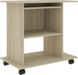 vidaXL - Computerbureau - 80x50x75 - cm - bewerkt - hout - sonoma - eikenkleurig