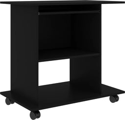 vidaXL - Computerbureau - 80x50x75 - cm - bewerkt - hout - zwart