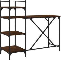 vidaXL - Computerbureau - met - schappen - 120x47x109 - cm - bruin - eikenkleur
