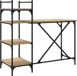 vidaXL - Computerbureau - met - schappen - 120x47x109 - cm - sonoma - eikenkleurig