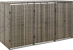 vidaXL - Containerberging - driedubbel - 207x80x117 - cm - poly - rattan - grijs
