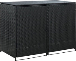 vidaXL - Containerberging - dubbel - 148x80x111 - cm - poly - rattan - zwart