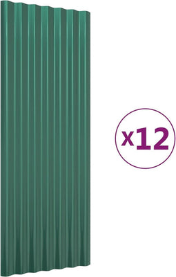 vidaXL - Dakpanelen - 12 - st - 100x36 - cm - gepoedercoat - staal - groen