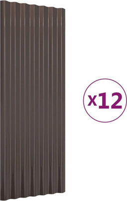 vidaXL - Dakpanelen - 12 - st - 100x36 - cm - gepoedercoat - staal - bruin