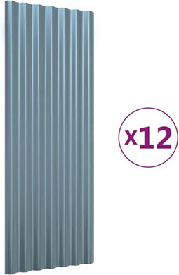 vidaXL - Dakpanelen - 12 - st - 100x36 - cm - gepoedercoat - staal - grijs