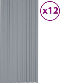 vidaXL - Dakpanelen - 12 - st - 100x45 - cm - gegalvaniseerd - staal - zilverkleurig