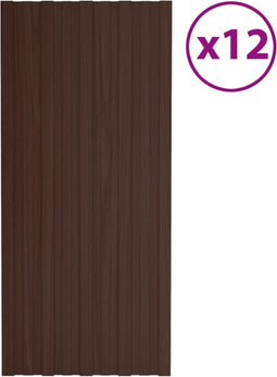 vidaXL - Dakpanelen - 12 - st - 100x45 - cm - gegalvaniseerd - staal - bruin