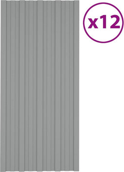 vidaXL - Dakpanelen - 12 - st - 100x45 - cm - gegalvaniseerd - staal - grijs