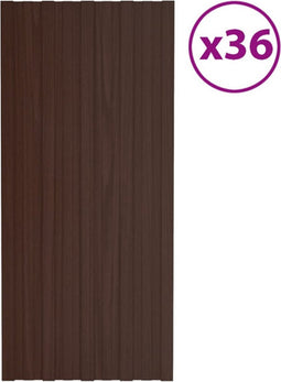 vidaXL - Dakpanelen - 36 - st - 100x45 - cm - gegalvaniseerd - staal - bruin