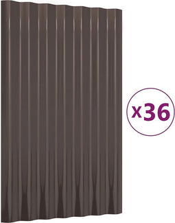 vidaXL - Dakpanelen - 36 - st - 60x36 - cm - gepoedercoat - staal - bruin