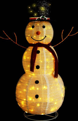 vidaXL - Decoratieve - sneeuwpop - LED - 120 - cm - luxe - stof