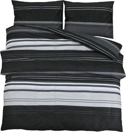 vidaXL - Dekbedovertrekset - 140x200 - cm - katoen - zwart - en - wit