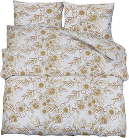 vidaXL - Dekbedovertrekset - 200x200 - cm - katoen - wit - en - bruin