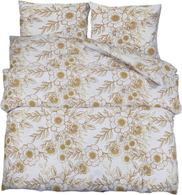 vidaXL - Dekbedovertrekset - 200x200 - cm - katoen - wit - en - bruin