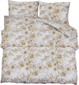 vidaXL - Dekbedovertrekset - 225x220 - cm - katoen - wit - en - bruin