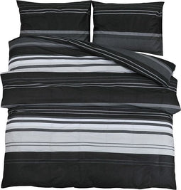 vidaXL - Dekbedovertrekset - 225x220 - cm - katoen - zwart - en - wit