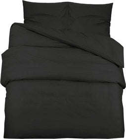 vidaXL - Dekbedovertrekset - lichtgewicht - 155x220 - cm - microvezel - zwart