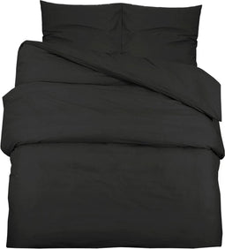 vidaXL - Dekbedovertrekset - lichtgewicht - 200x200 - cm - microvezel - zwart