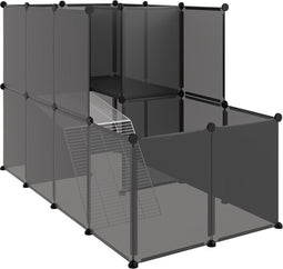 vidaXL - Dierenhok - klein - 142x74x93 - cm - polypropeen - en - staal - zwart