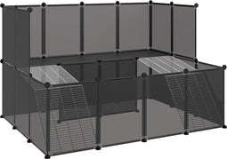 vidaXL - Dierenhok - klein - 143x107x93 - polypropeen - en - staal - zwart