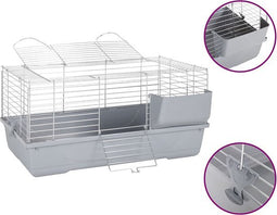 vidaXL - Dierenhok - kleine - dieren - 80x45x39 - cm - polypropeen - en - metaal - grijs