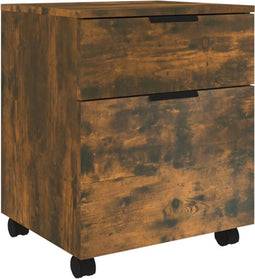 vidaXL - Dossierkast - verrijdbaar - 45x38x54 - cm - bewerkt - hout - gerookt - eiken