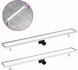 vidaXL - Doucheafvoer - met - 2-in-1 - deksel - 103x14 - cm - roestvrij - staal