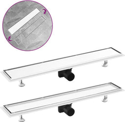 vidaXL - Doucheafvoer - met - 2-in-1 - deksel - 73x14 - cm - roestvrij - staal