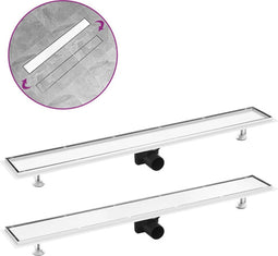 vidaXL - Doucheafvoer - met - 2-in-1 - deksel - 93x14 - cm - roestvrij - staal