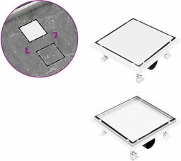 vidaXL - Doucheafvoer - met - 2-in-1 - deksels - 23x23 - cm - roestvrij - staal