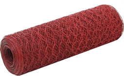 vidaXL Draadgaas hexagonaal 25x0.5 m staal met PVC coating rood