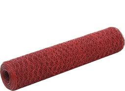 vidaXL Draadgaas hexagonaal 25x0.75 m staal met PVC coating rood