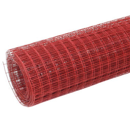 vidaXL Draadgaas vierkant 10x1.5 m staal met PVC coating rood